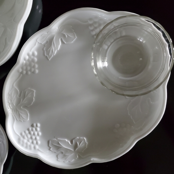 (2pc) Set "Harvest Milk Glass" Bright White Plate/Tray & Cup by Colony - Picture 10 of 12